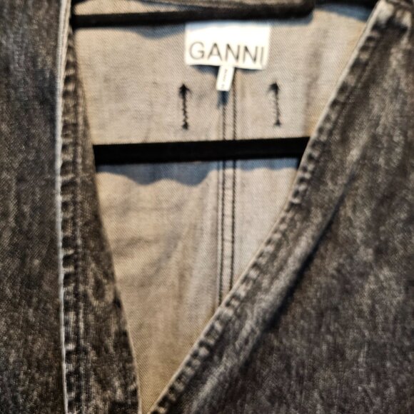 GANNI Acid Wash Denim Wrap Dress - Picture 3 of 13